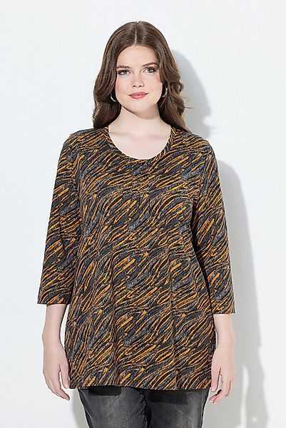 Ulla Popken T-Shirt Shirt grafischer Druck A-Linie Rundhals 3/4-Arm günstig online kaufen