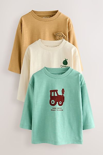 Next Langarmshirt 3er-Pack T-Shirts mit Grafik-Print günstig online kaufen