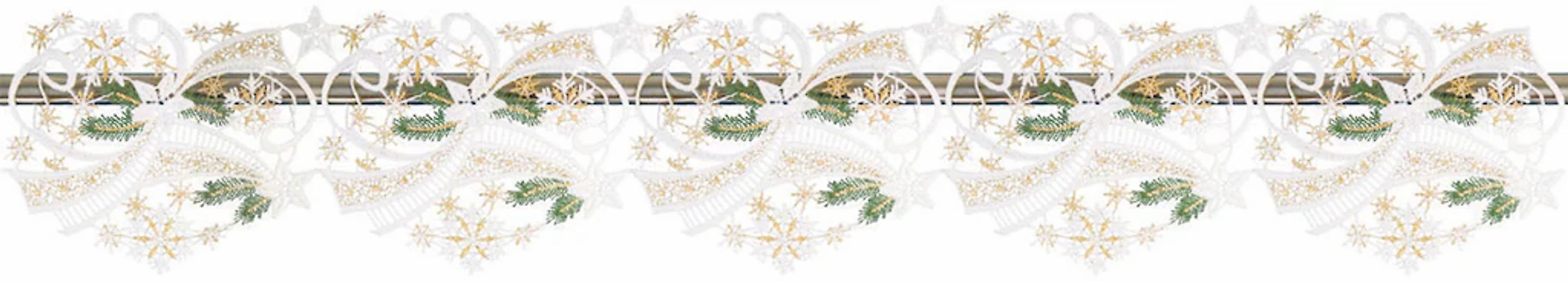 W. Reuter & Sohn - Plauener Spitze Scheibengardine "Winter" Stangendurchzug günstig online kaufen
