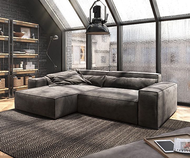 DELIFE Ecksofa Sirpio, XL Mikrofaser Khakibraun günstig online kaufen