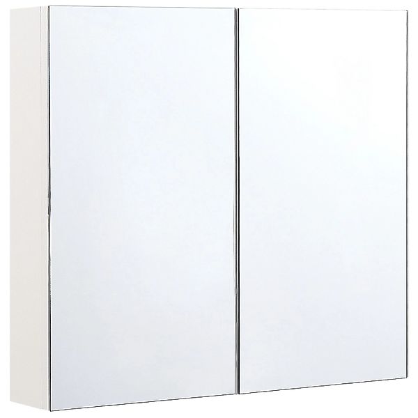 Beliani Bad-Spiegelschrank NAVARRA Weiss Silber 14x80x70 günstig online kaufen