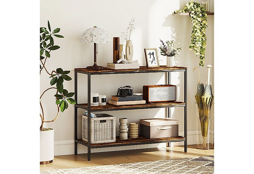 HOMCOM Konsolentisch Flurtisch mit 3 Ebenen, Metallrahmen (Metallregal, 1-S günstig online kaufen
