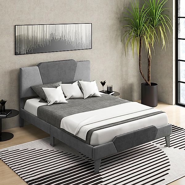 COSTWAY Polsterbett Doppelbett, mit Lattenrost & günstig online kaufen