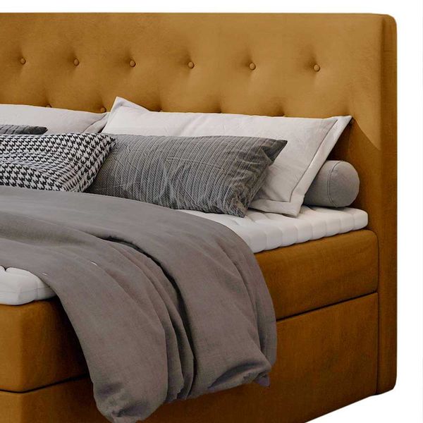 Bett Doppelbett in Senfgelb aus Samt günstig online kaufen