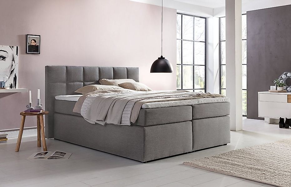 Möbelfreude Boxspringbett Boxspringbett Bea Hellgrau 220x200 cm H3, Hellgra günstig online kaufen