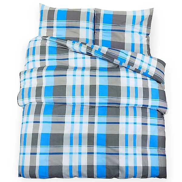 vidaXL Bettwäsche-Set Blau und Grau 200x220 cm Baumwolle 136073 günstig online kaufen