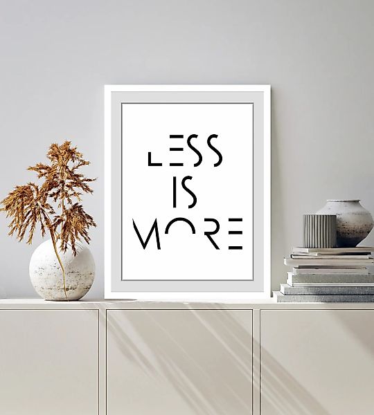 queence Bild »LESS IS MORE«, Buchstaben-Schwarz-Weiß-Schriftzug-Sprüche & T günstig online kaufen