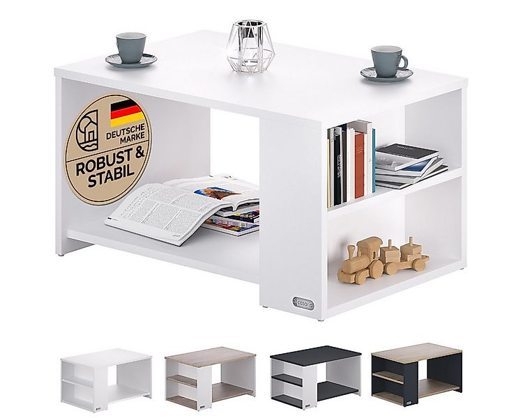 Casaria Couchtisch Santa Cruz, mit Stauraum Holz Weiß Wohnzimmertisch 90x60 günstig online kaufen