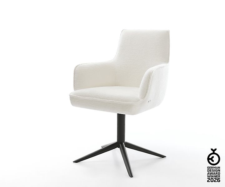 Drehstuhl Heira-Flex mit Armlehnen Bouclé Soft Beige Fußkreuz Schwarz 360° günstig online kaufen