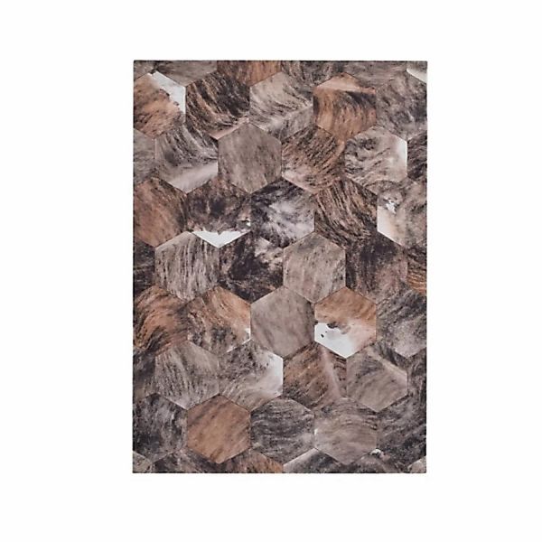 Peyer Syntex Flachgewebe Teppich Tierfelloptik Patchwork Farbe Braun-Beige günstig online kaufen