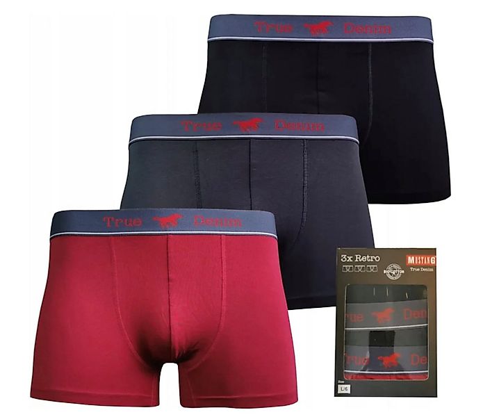MUSTANG Boxershorts 3er Pack Herren Boxershorts Unterwäsche Retro Trunks Sh günstig online kaufen