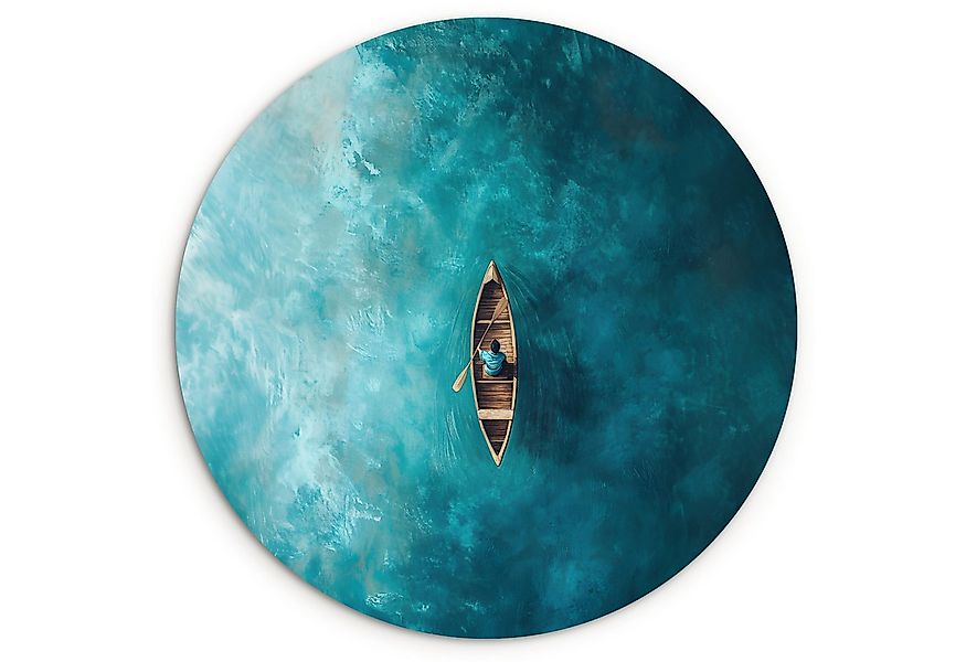 MuchoWow Gemälde Boot - Wasser - Blau, Fotodruck (1 St), Kreis Wanddekorati günstig online kaufen