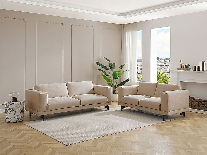 3- und 2-Sitzer Sofas - Chenille-Stoff Beige - DEMBOLA günstig online kaufen