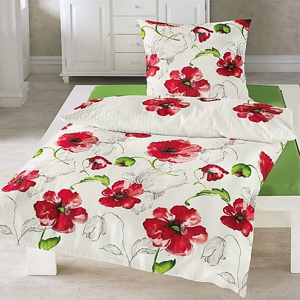 TRAUMSCHLAF Bettwäsche Mohnblume, Seersucker, 2 teilig, günstig online kaufen