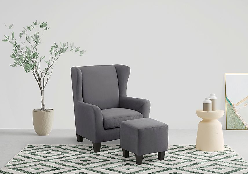 Home affaire Ohrensessel "Chilly, Sessel mit Hocker und Federkern-Polsterun günstig online kaufen