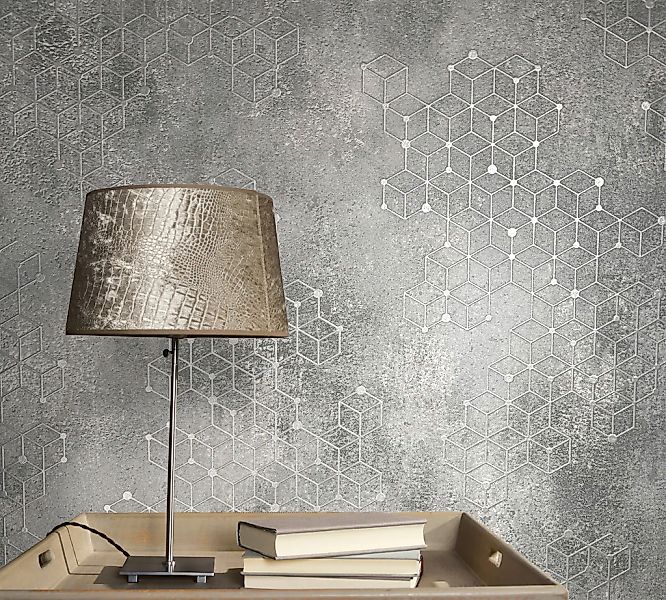 Marburg Vliestapete Hailey Nov Grafisch Grau-Silber FSC® günstig online kaufen