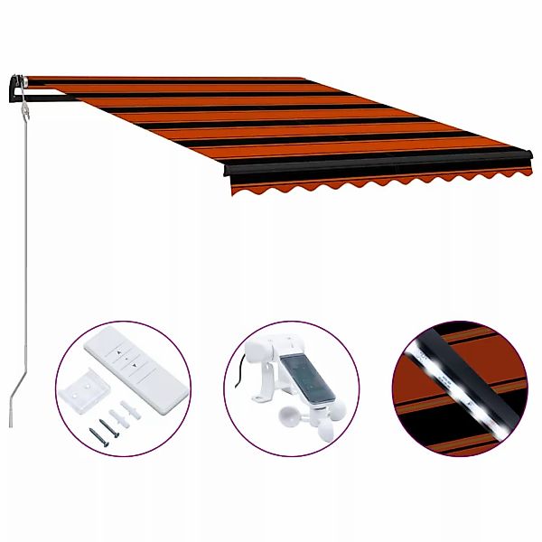 Einziehbare Markise Mit Windsensor & Led 300x250cm Orange Braun günstig online kaufen