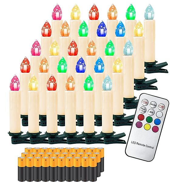 Gotoll LED-Christbaumkerzen CH030BT_W-NEW mit Batterie clip günstig online kaufen