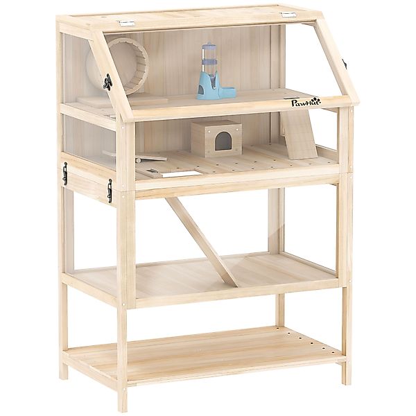 PawHut Hamsterkäfig aus Holz 3 Etagen 80 x 53 x 117 cm Nagerkäfig Kleintier günstig online kaufen
