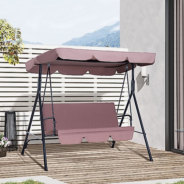 Outsunny Hollywoodschaukel Gartenschaukel 3-Sitzer mit Dach aus Stahl, brau günstig online kaufen