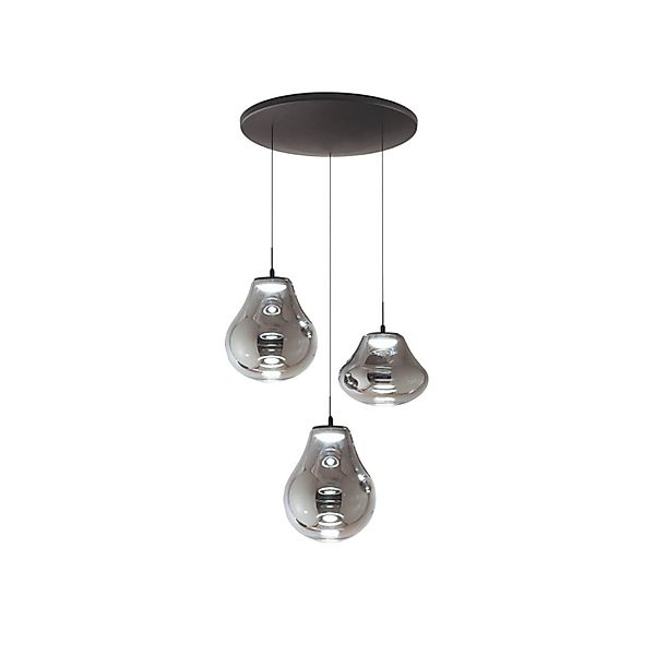 LED-Pendelleuchte Deva, 3-flg., Ø 50 cm, grau, CCT, dimmbar günstig online kaufen