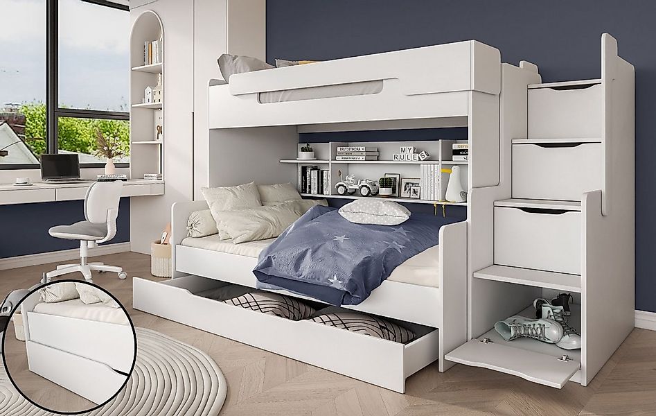 Möbel-Zeit Etagenbett Etagenbett HARRY mit Stauraum-Treppe günstig online kaufen