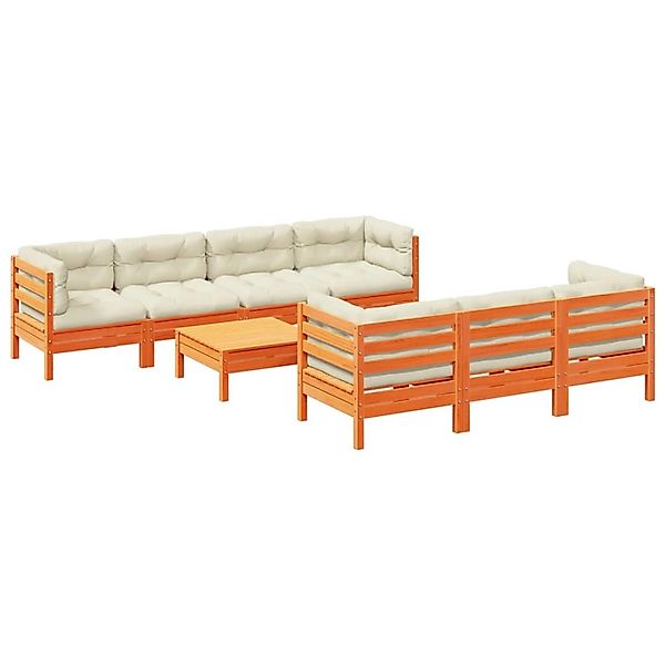 vidaXL 8-Tlg Garten-Sofagarnitur mit Kissen Wachsbraun Kiefernholz 3299328 günstig online kaufen