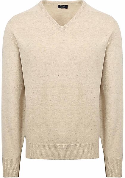 William Lockie V-Ausschnitt Pullover Lammwolle Beige - Größe XL günstig online kaufen