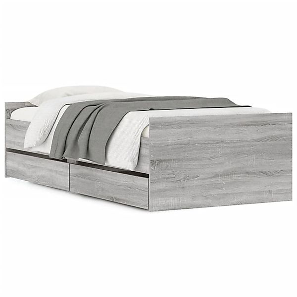 vidaXL Bettgestell, Bett mit Schubladen Grau Sonoma 75x190 cm günstig online kaufen
