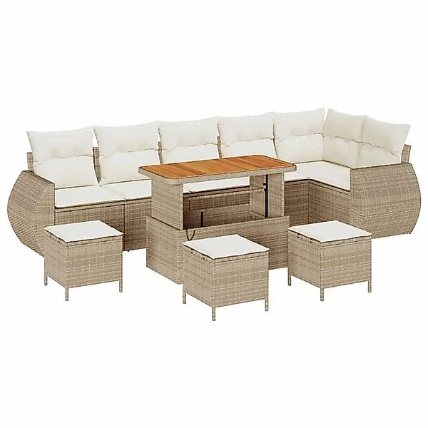 vidaXL Gartensofa-set mit Kissen 10-Tlg Beige und Creme Poly-Rattan 3363851 günstig online kaufen