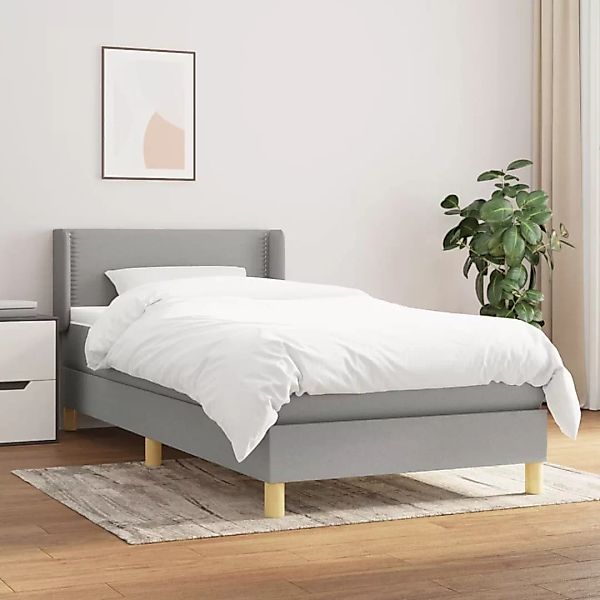 Vidaxl Boxspringbett Mit Matratze Hellgrau 90x200 Cm Stoff günstig online kaufen