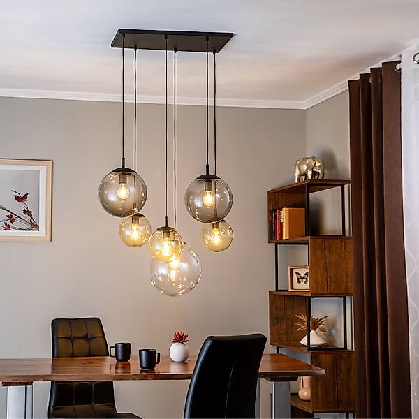 Hängelampe Esme, Glas, multicolor, 6-flammig, Rechteck günstig online kaufen