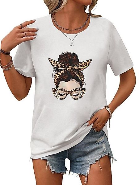 PYL Kurzarmshirt Damen Sommer Casual Bequemes T-Shirt mit Ausgefallene Prin günstig online kaufen