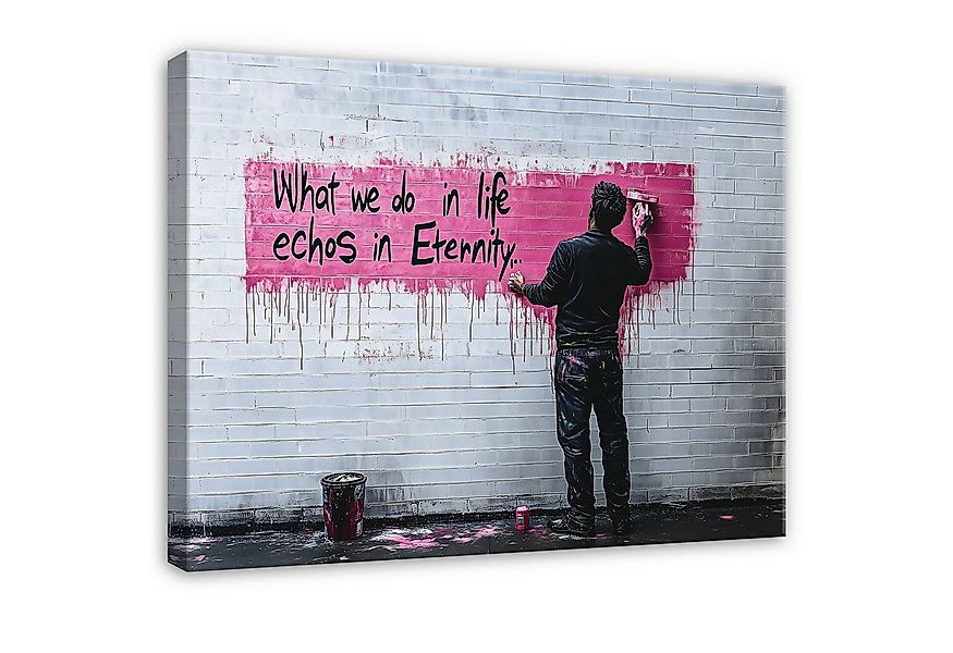 Wallarena Leinwandbild Abstrakt Grau Banksy Graffitti Modern Wandbilder Wan günstig online kaufen