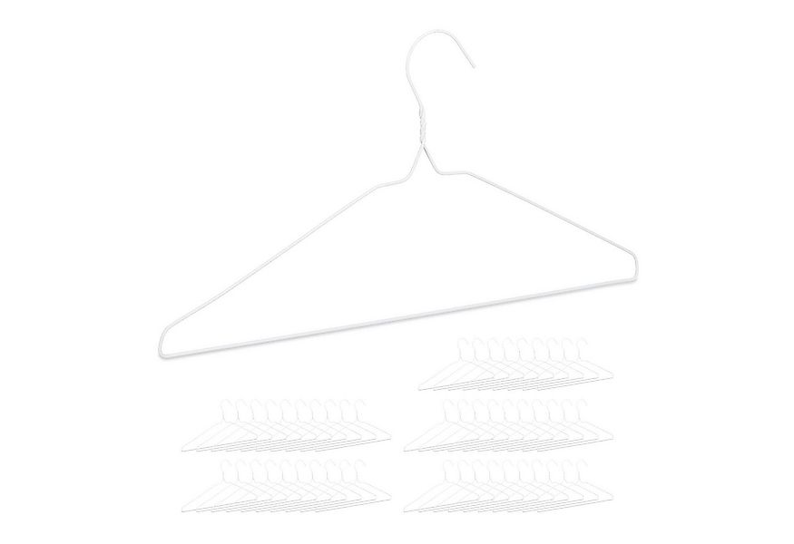 relaxdays Kleiderbügel Drahtbügel 50er Set, weiß günstig online kaufen