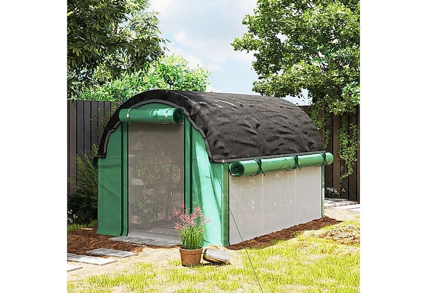 Outsunny Foliengewächshaus mit 6 Fenster, Rolltüren, Aufrollbar Seitenwände günstig online kaufen