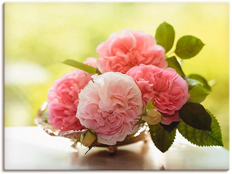 Artland Wandbild »Rosen in Silberschale Stillleben«, Blumen, (1 St.) günstig online kaufen