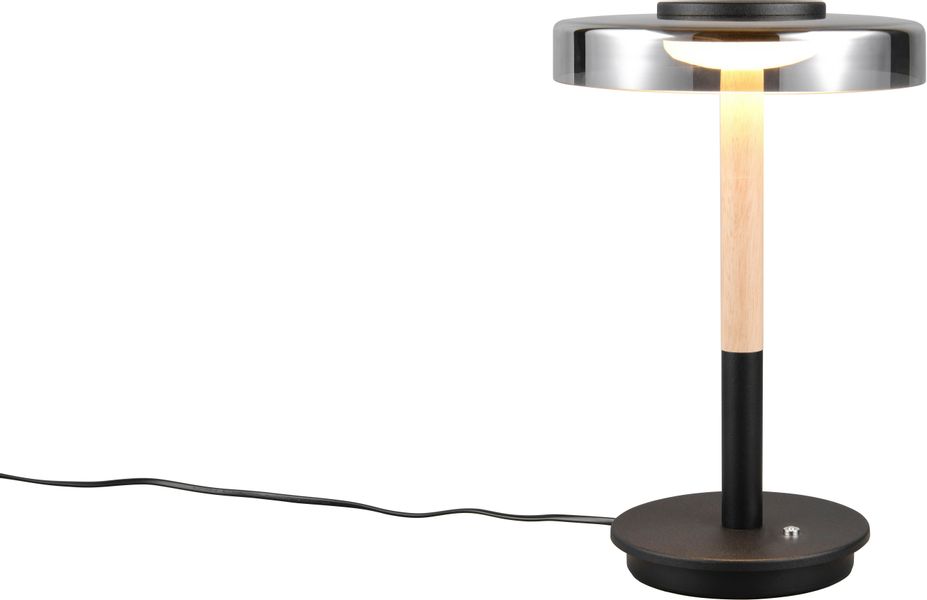 LED-Tischlampe Celeste chrom/holz 35 cm Glas/Metall Touchdim günstig online kaufen