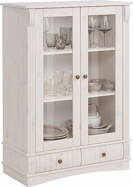Home affaire Vitrine "Teresa", mit 2 Glastüren und 2 Schubladen, Höhe 120 c günstig online kaufen