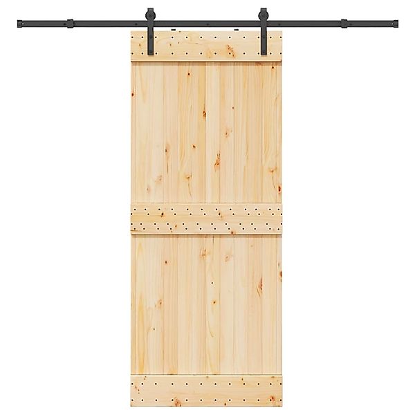 vidaXL Schiebetür mit Beschlag 85x210 cm Massivholz Kiefer 3332660 günstig online kaufen