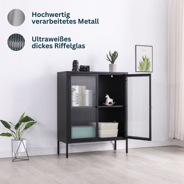 Coemo Highboard TOKIO, Schwarz Metall, Vitrine günstig online kaufen