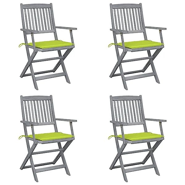 vidaXL Klappbare Gartenstühle 4 Stk mit Sitzkissen Massivholz Akazie 306452 günstig online kaufen