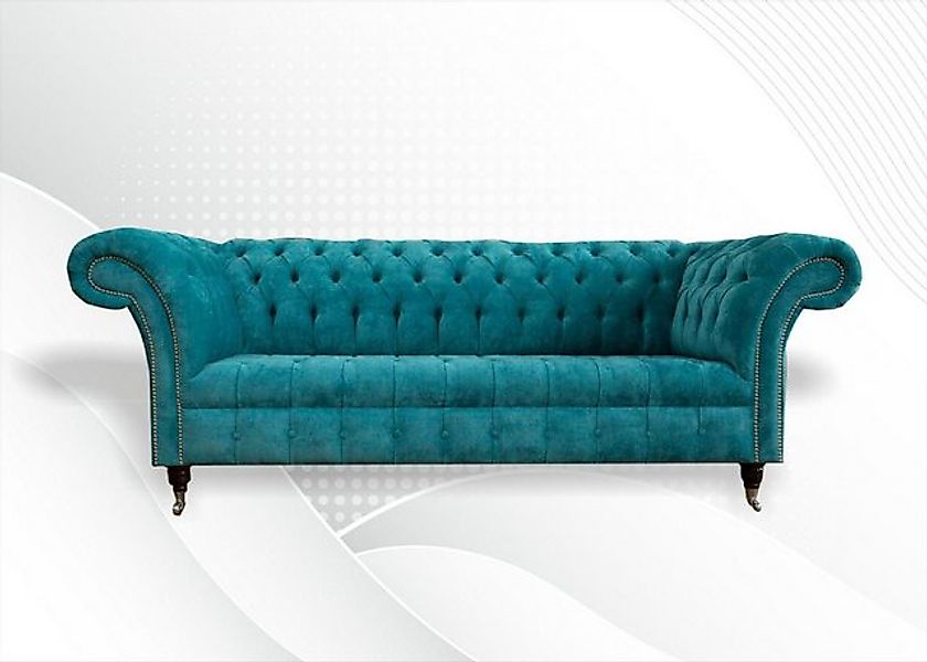 Xlmoebel Sofa Chesterfield-Sofa Polstermöbel Klassisch Stoff Türkis 3-Sitze günstig online kaufen