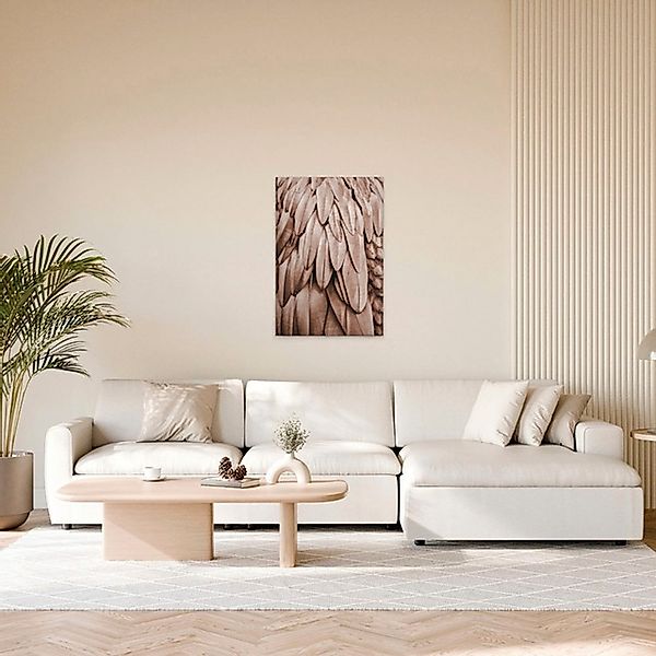 A.S. Création Leinwandbild "Feathers 1 - Wandbild Rosa Beige Keilrahmen Kun günstig online kaufen