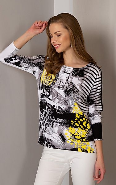 Passioni Strickpullover mit abstraktem Print Design günstig online kaufen