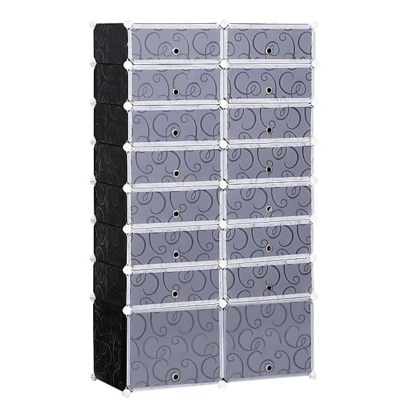 HOMCOM Würfelregal Kunststoff Metall Schwarz B95 x T37 x H160 cm günstig online kaufen