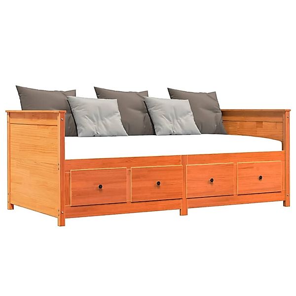 vidaXL Bett, Tagesbett Wachsbraun 100x200 cm Massivholz Kiefer günstig online kaufen