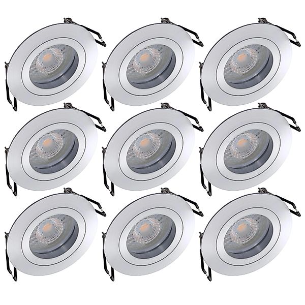 Oktaplex 9er Set Deckeneinbaustrahler Aluminium Lyon Flach 2700K Warmweiß 3 günstig online kaufen