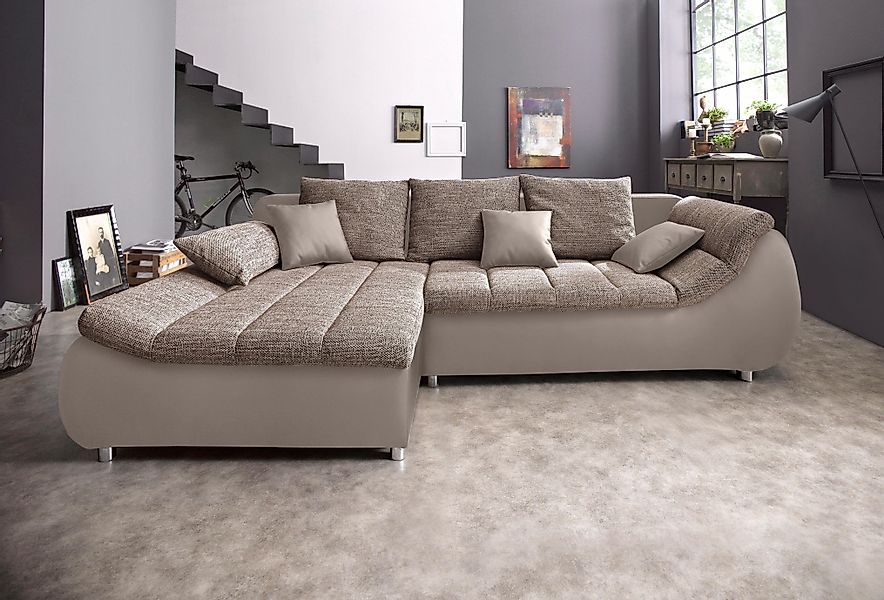 INOSIGN Ecksofa "Imola elegant und bequem, aktuelle Steppung im Sitz, L-For günstig online kaufen