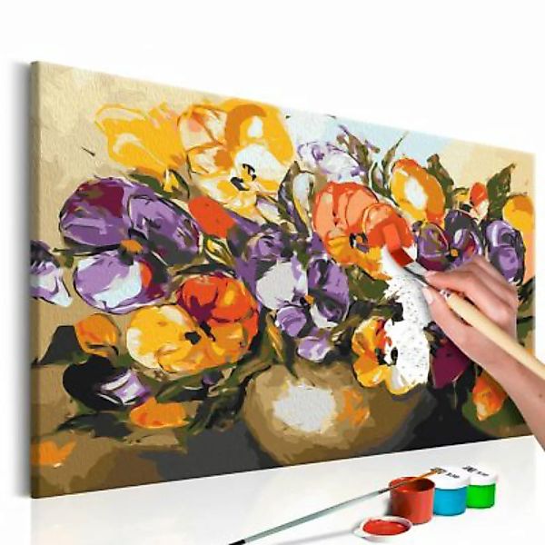 artgeist Malen nach Zahlen Stiefmütterchen in der Vase mehrfarbig Gr. 60 x günstig online kaufen